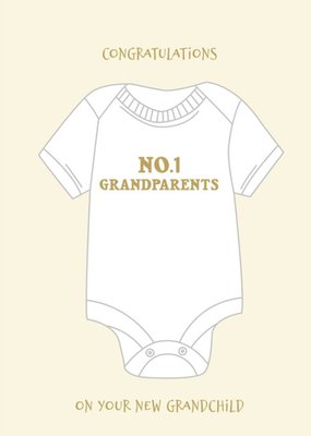 Pearl and Ivy Illustrated Baby Grow No.1 Grandparents Congratulations Card