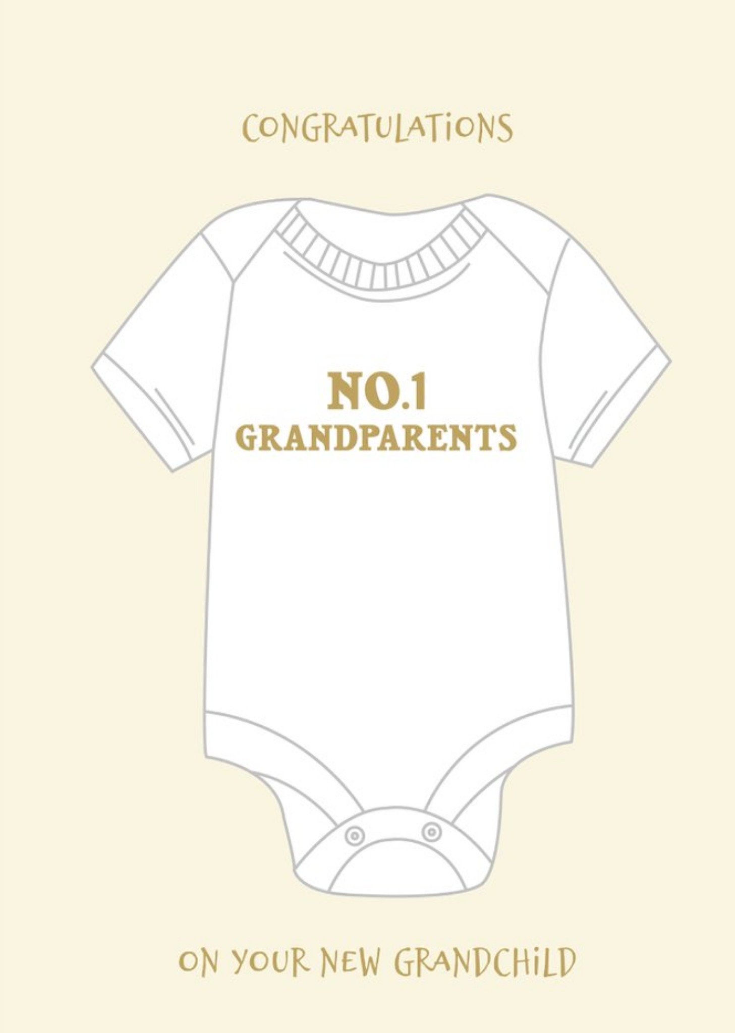 Moonpig Pearl And Ivy Illustrated Baby Grow No.1 Grandparents Congratulations Card, Large