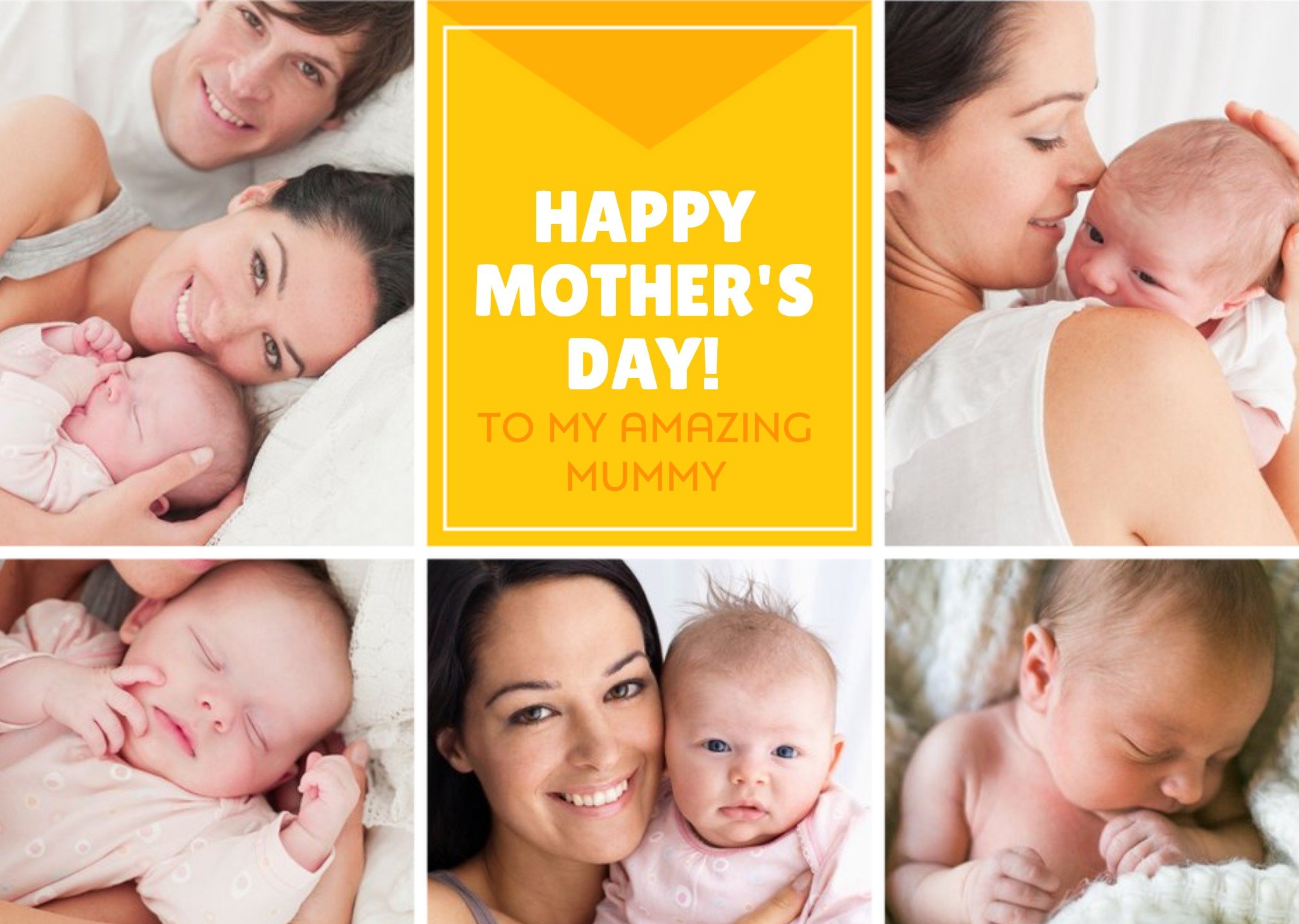 Bright Yellow Multi Photo Happy Mother's Day Card Ecard