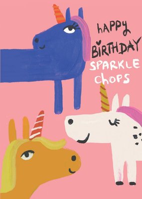 Unicorns Happy Birthday Sparkle Chops Card