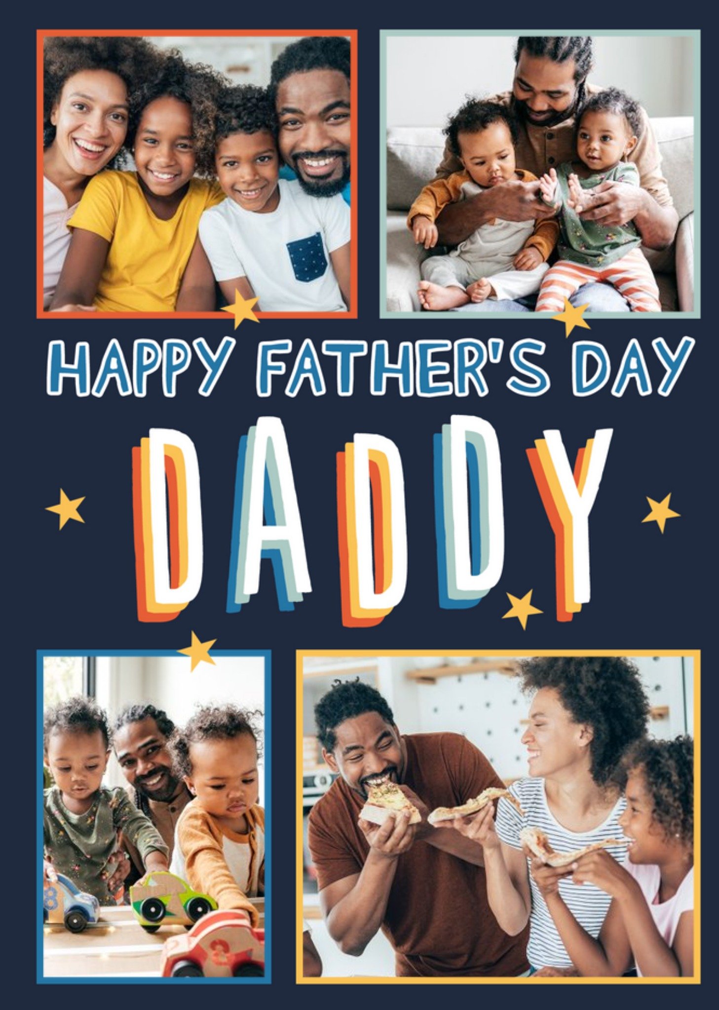 Typographic Happy Father's Day Daddy Photo Upload Card Ecard