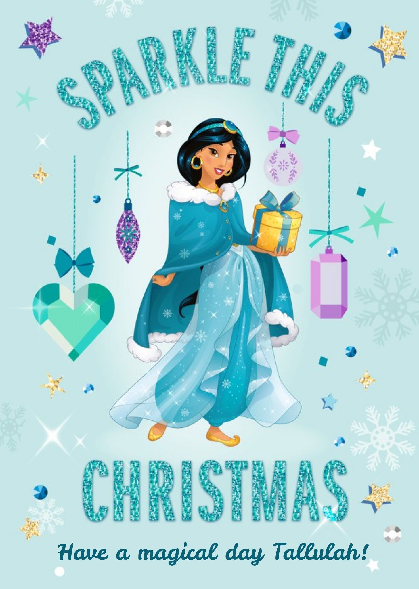 Disney Princesses Disney Princess Jasminel Sparkle This Christmas Personalised Card