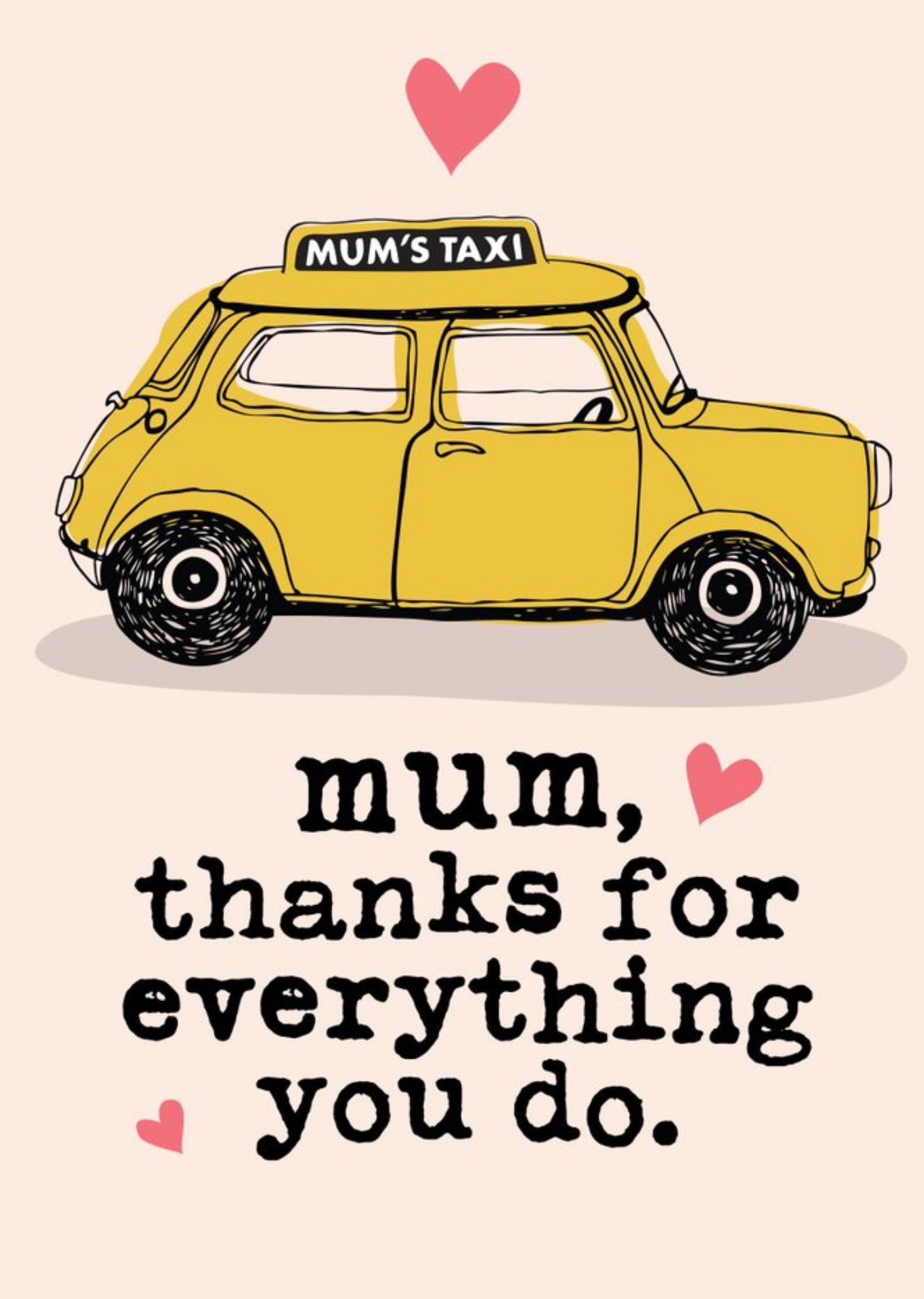 Love Hearts Mrs Best The London Studio Illustration Taxi Mother's Day Card Ecard