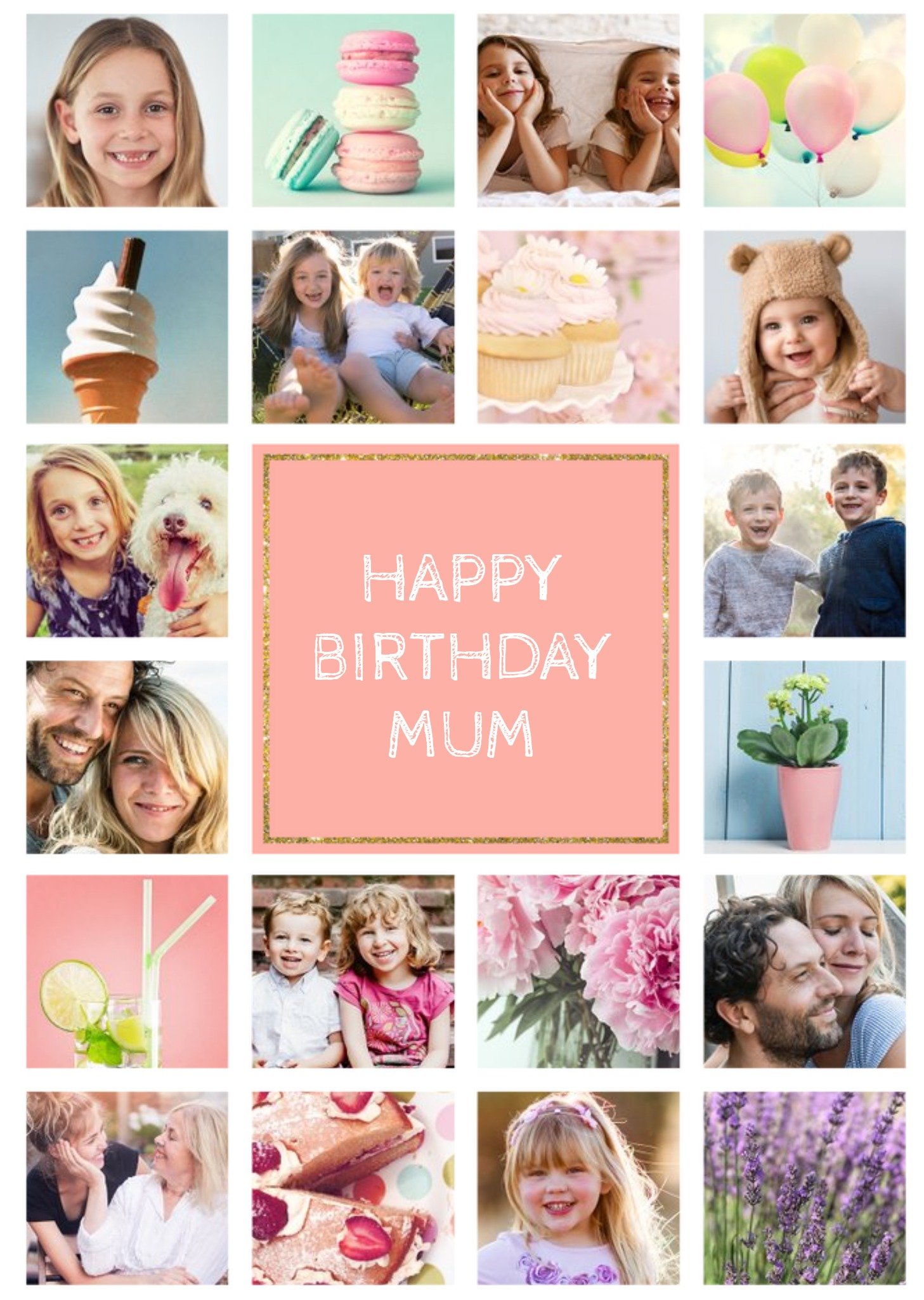 Moonpig Birthday Card - Photo Upload Card - 20 Photos - Mum, Large