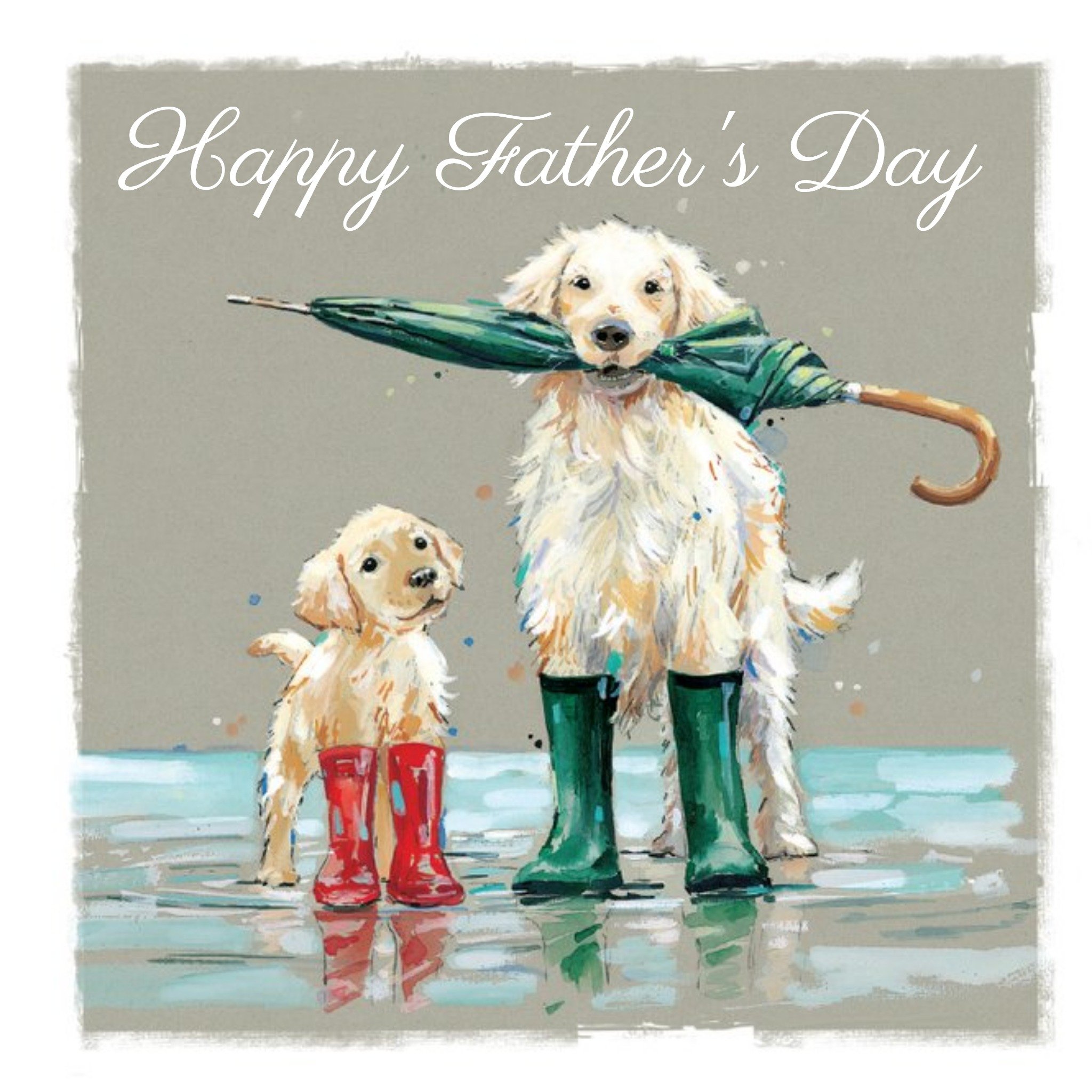 Ling Design Traditional Father's Day Card - Dog - Golden Retriever, Square