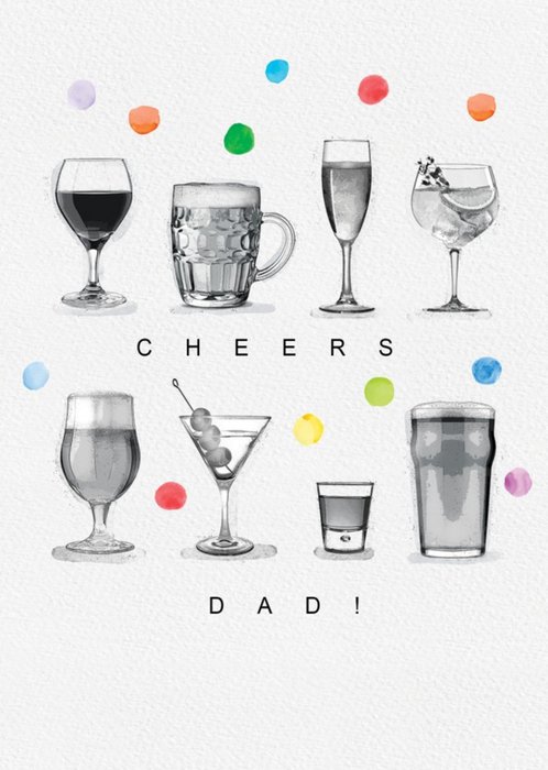 Cheers Dad Beer Wine Polka Dots Card