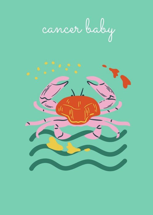 Modern Star Sign Zodiac Cancer Baby Birthday Card