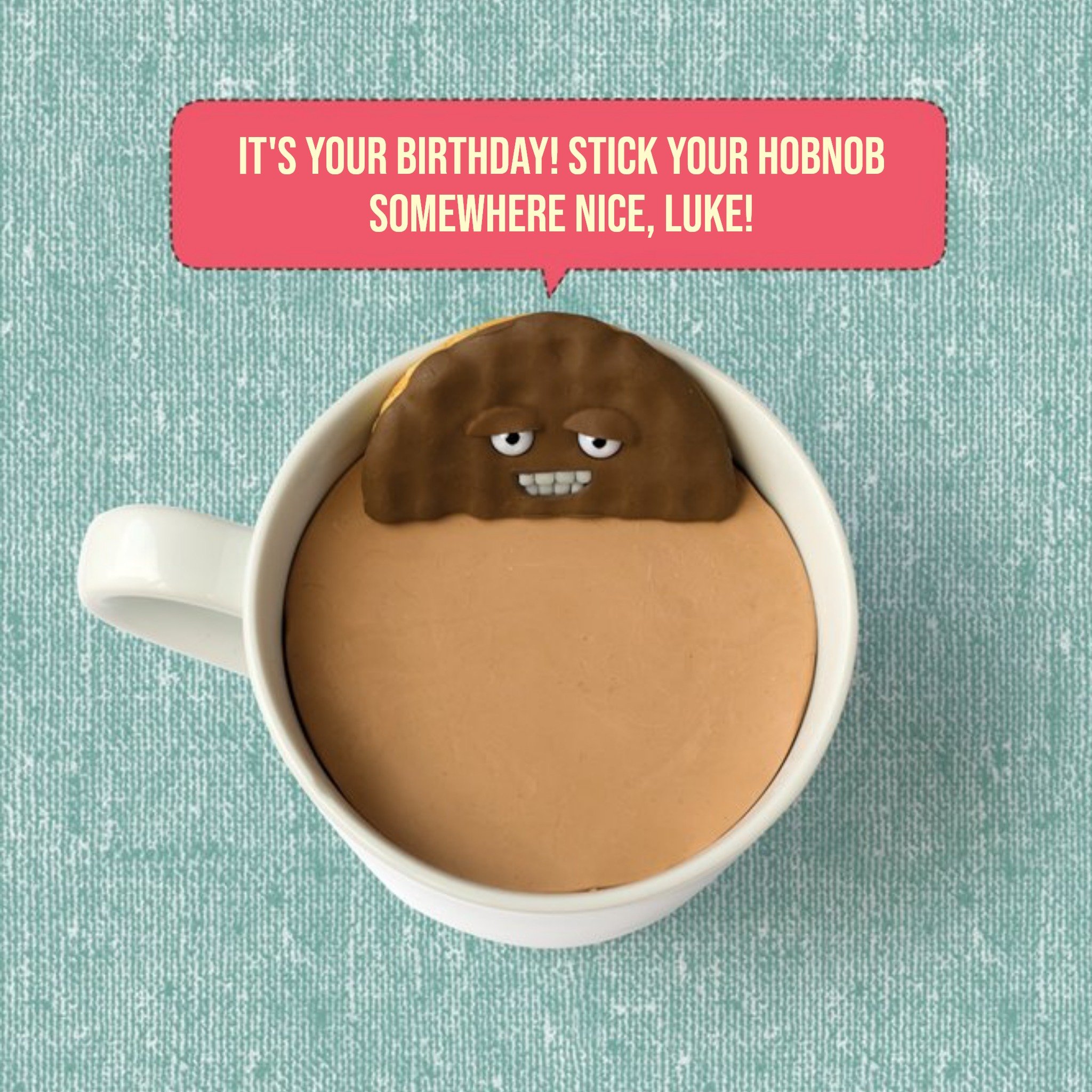 Moonpig Hobnob In Tea Personalised Happy Birthday Card, Square
