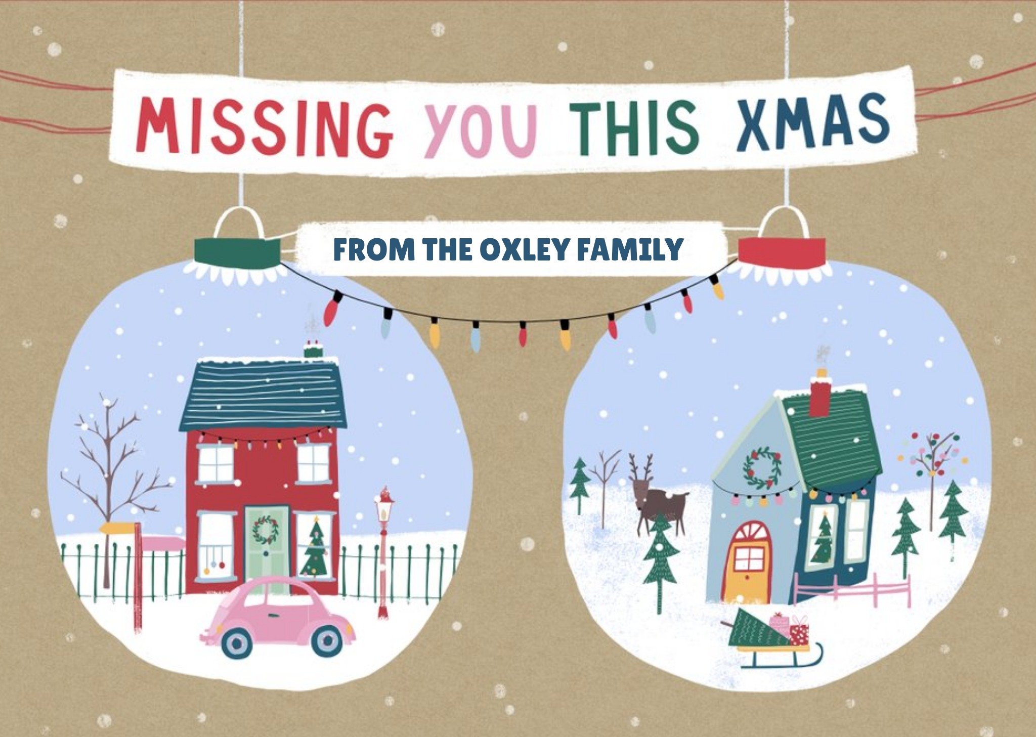 Moonpig Missing You This Christmas From The Family Card, Large