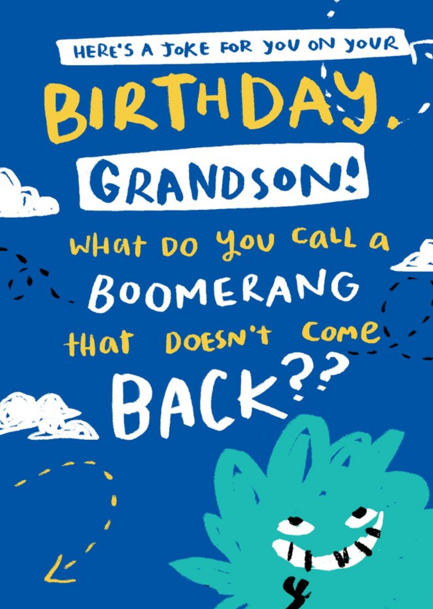 Moonpig What Do You Call A Boomerang That Doesn't Come Back? Grandson's Birthday Card, Large