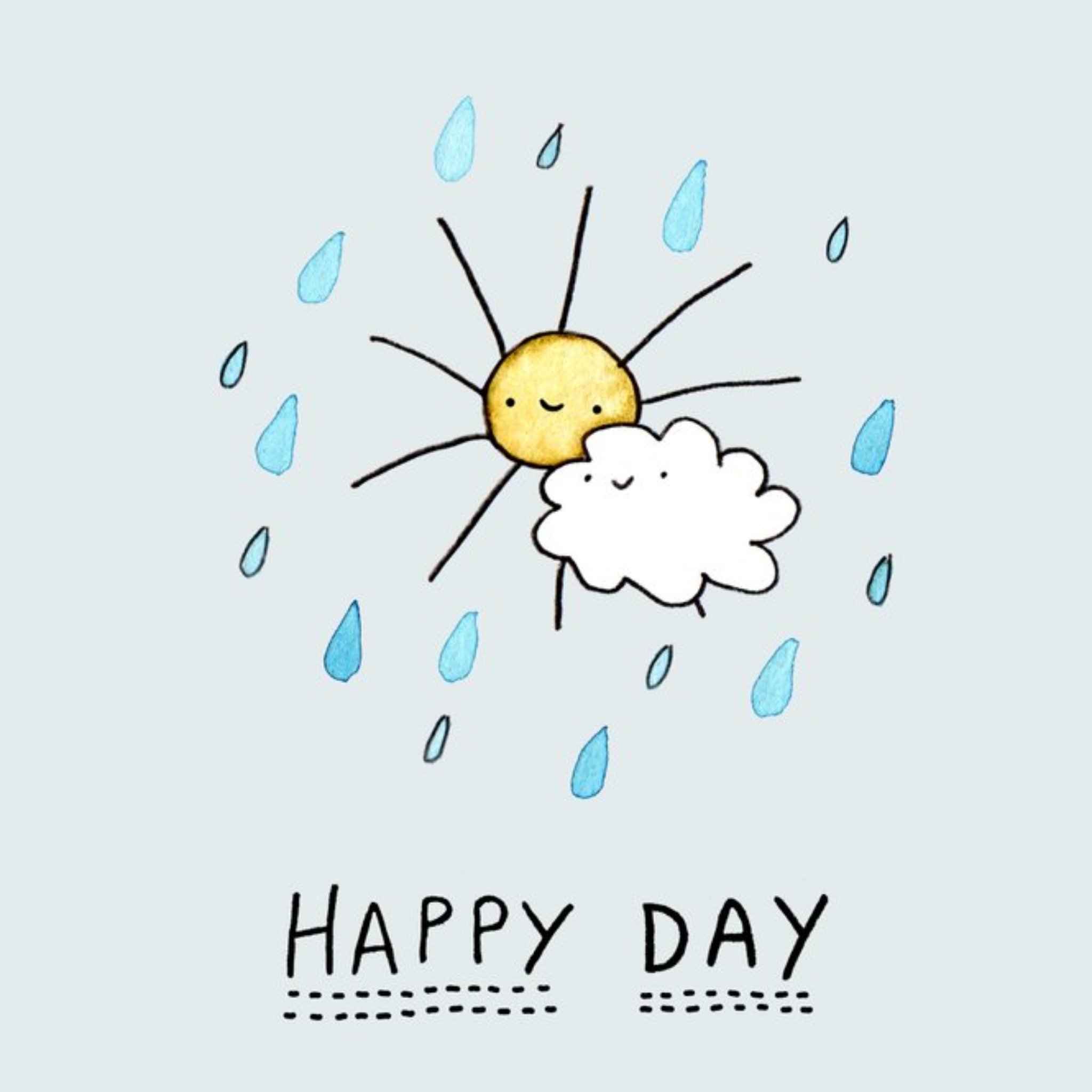 Cute And Cloud Happy Day Personalised Greetings Card, Square