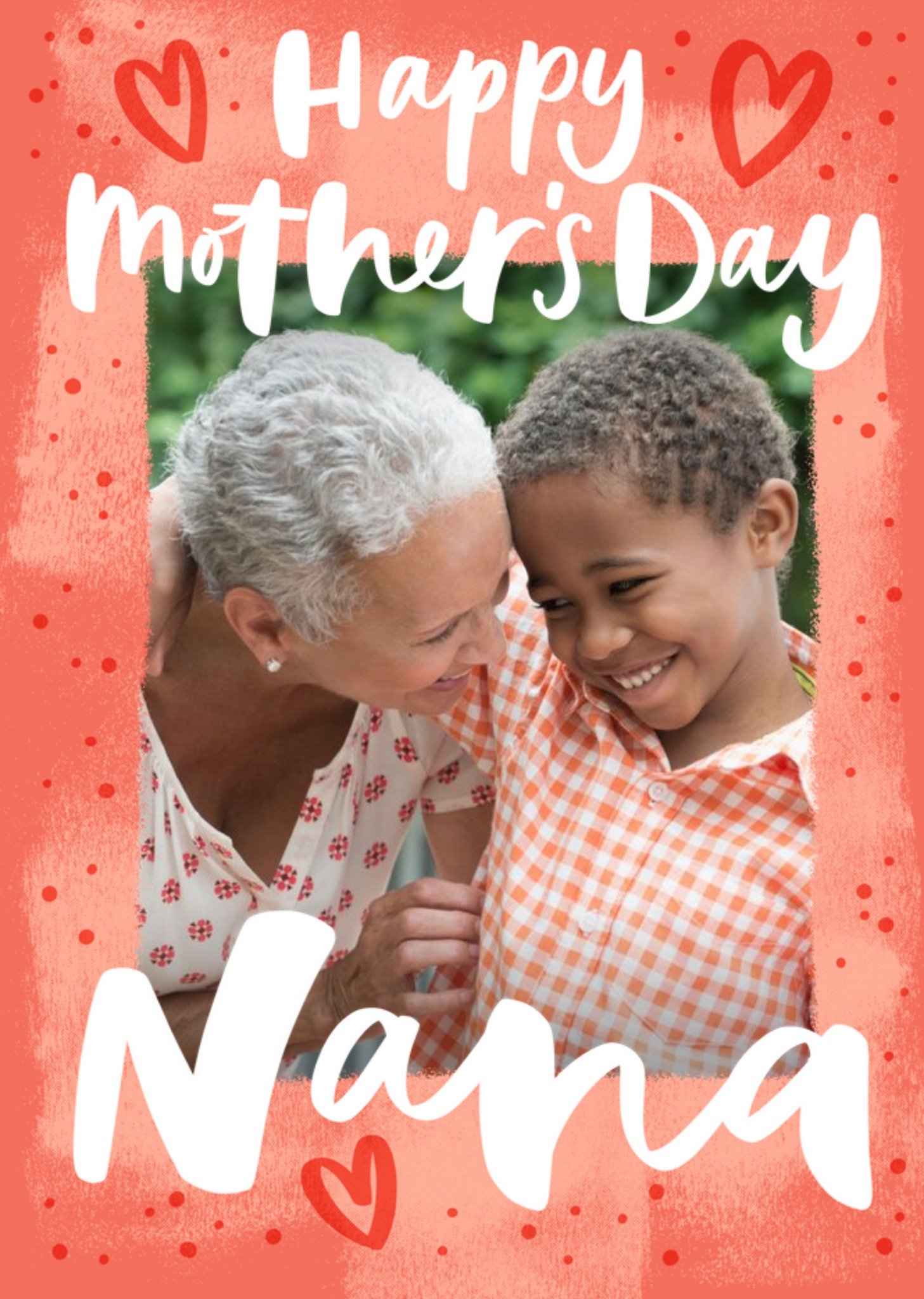 Modern Typographic Love Hearts Mothers Day Nana Photo Upload Card Ecard