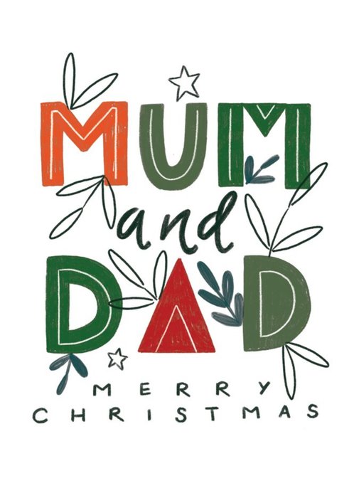 Mum and Dad Merry Christmas Typographic Card
