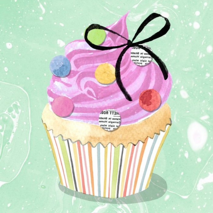 Colourful Cupcake With Bow Personalised Just A Note Card