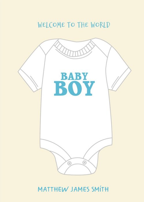 Pearl and Ivy Illustrated Baby Grow New Baby Boy Card
