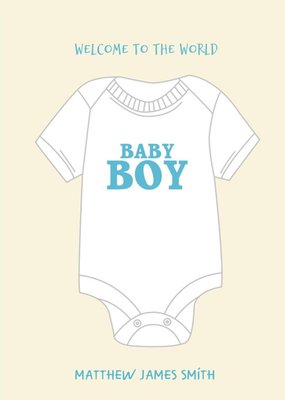 Pearl and Ivy Illustrated Baby Grow New Baby Boy Card