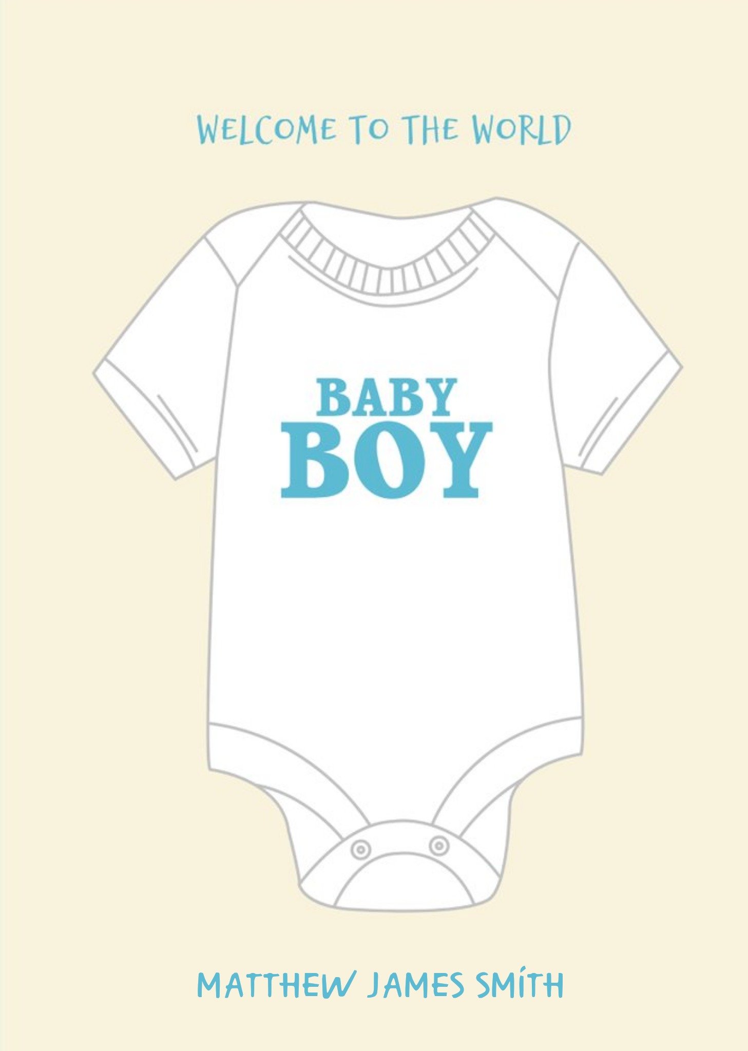 Moonpig Pearl And Ivy Illustrated Baby Grow New Baby Boy Card Ecard