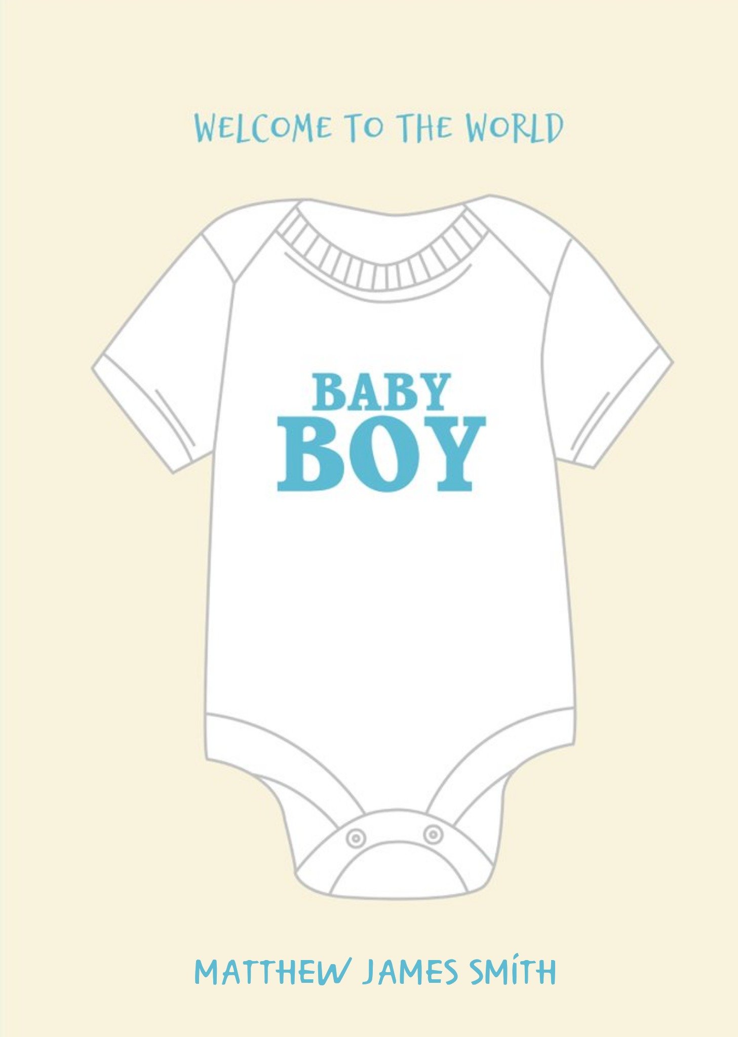 Pearl And Ivy Illustrated Baby Grow New Baby Boy Card Ecard