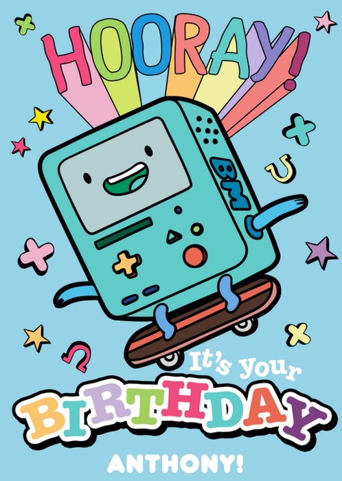 Adventure Time Hooray Its Your Birthday Personalised Card
