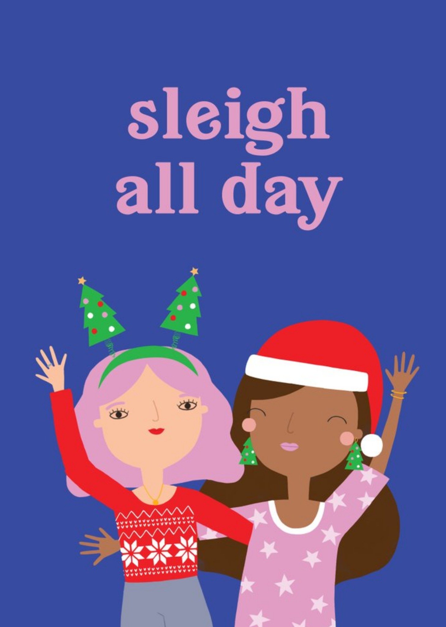 Moonpig Paperlink Choose Joy Character Friends Sleigh All Day Christmas Card, Large