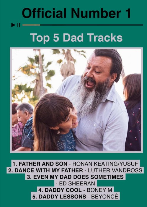 Official Charts Number 1 Top 5 Dad Tracks Photo Upload Father's Day Card