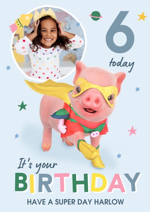 Moonpigs Cute Superpig Photo Upload Birthday Card