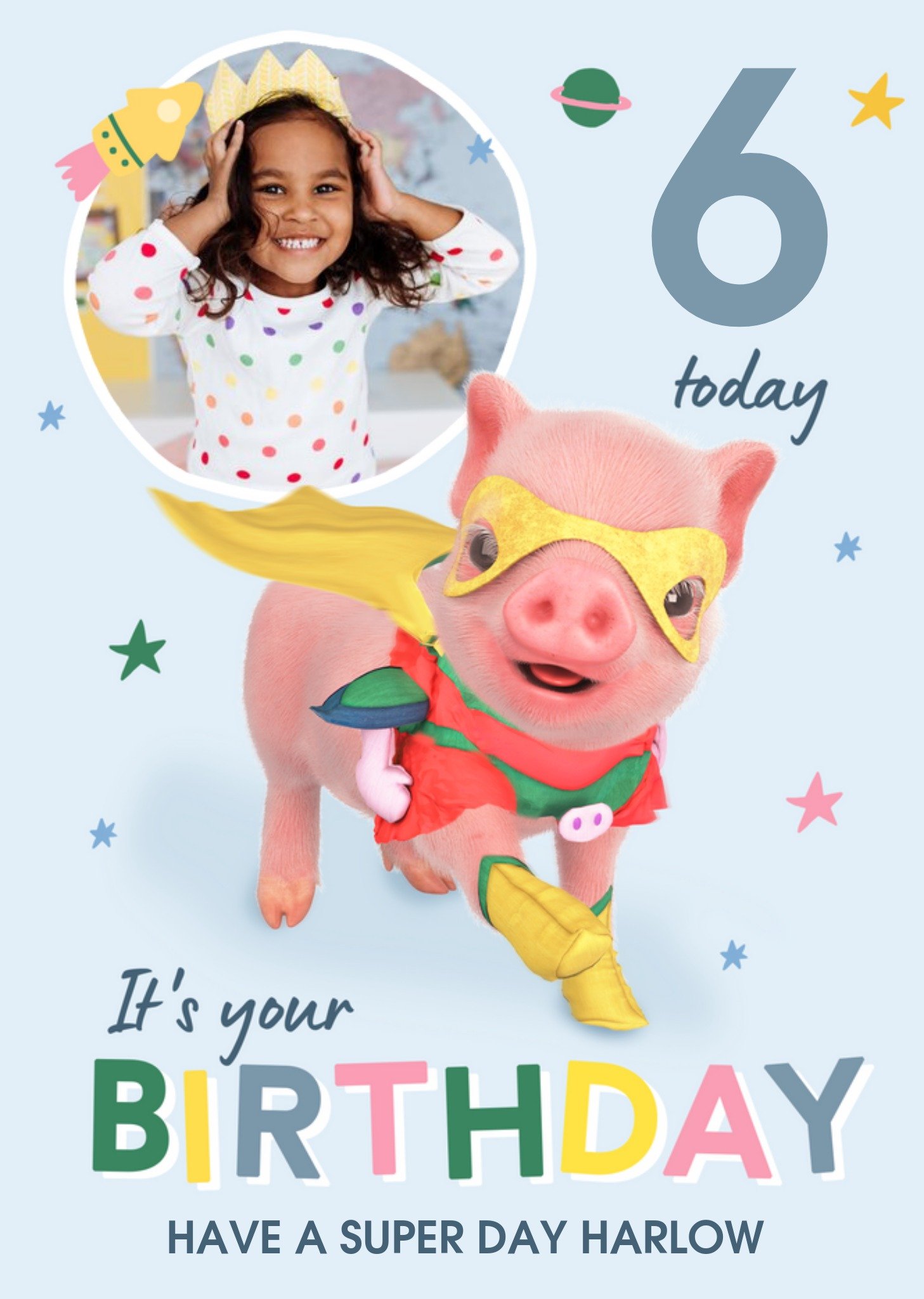 Exclusive s Cute Superpig Photo Upload Birthday Card Ecard