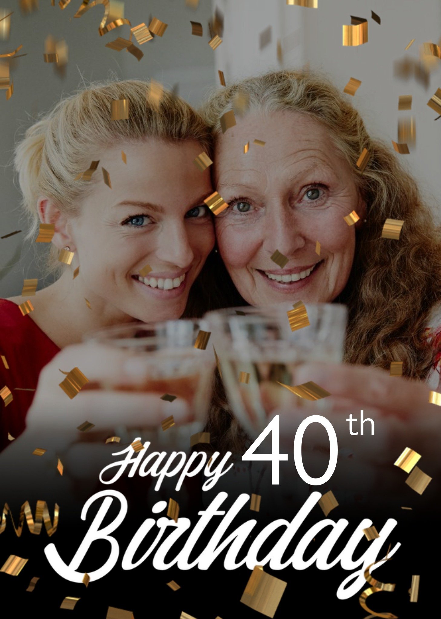 Happy Birthday Age Gold Confetti Photo Upload Card Ecard