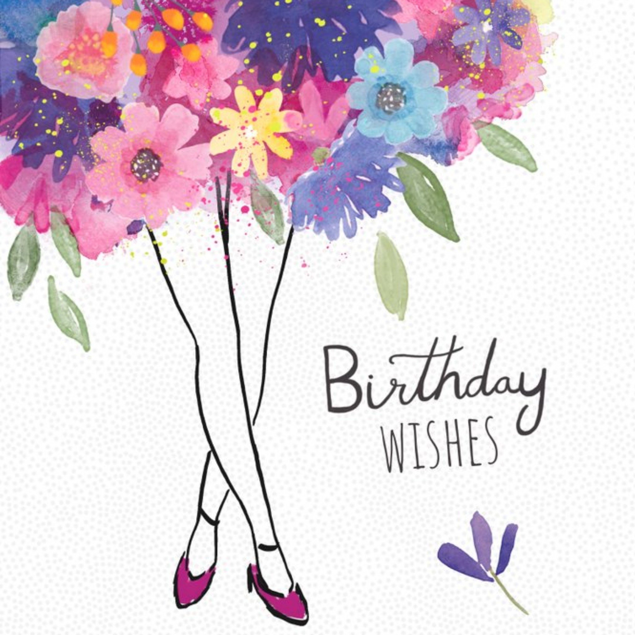 Moonpig Pretty Flowers And Legs Birthday Wishes Card, Large