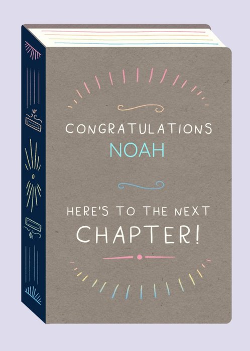 Editable Illustrative Book Congratulations Card