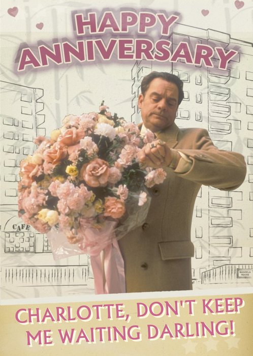 Huge Floral Bouquet Don't Keep Me Waiting Happy Anniversary Card