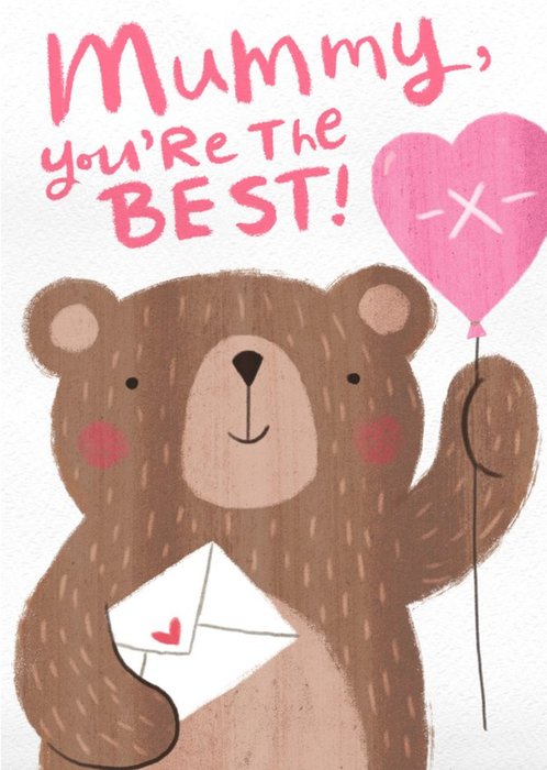 Mummy You're The Best Bear Hand Drawn Card