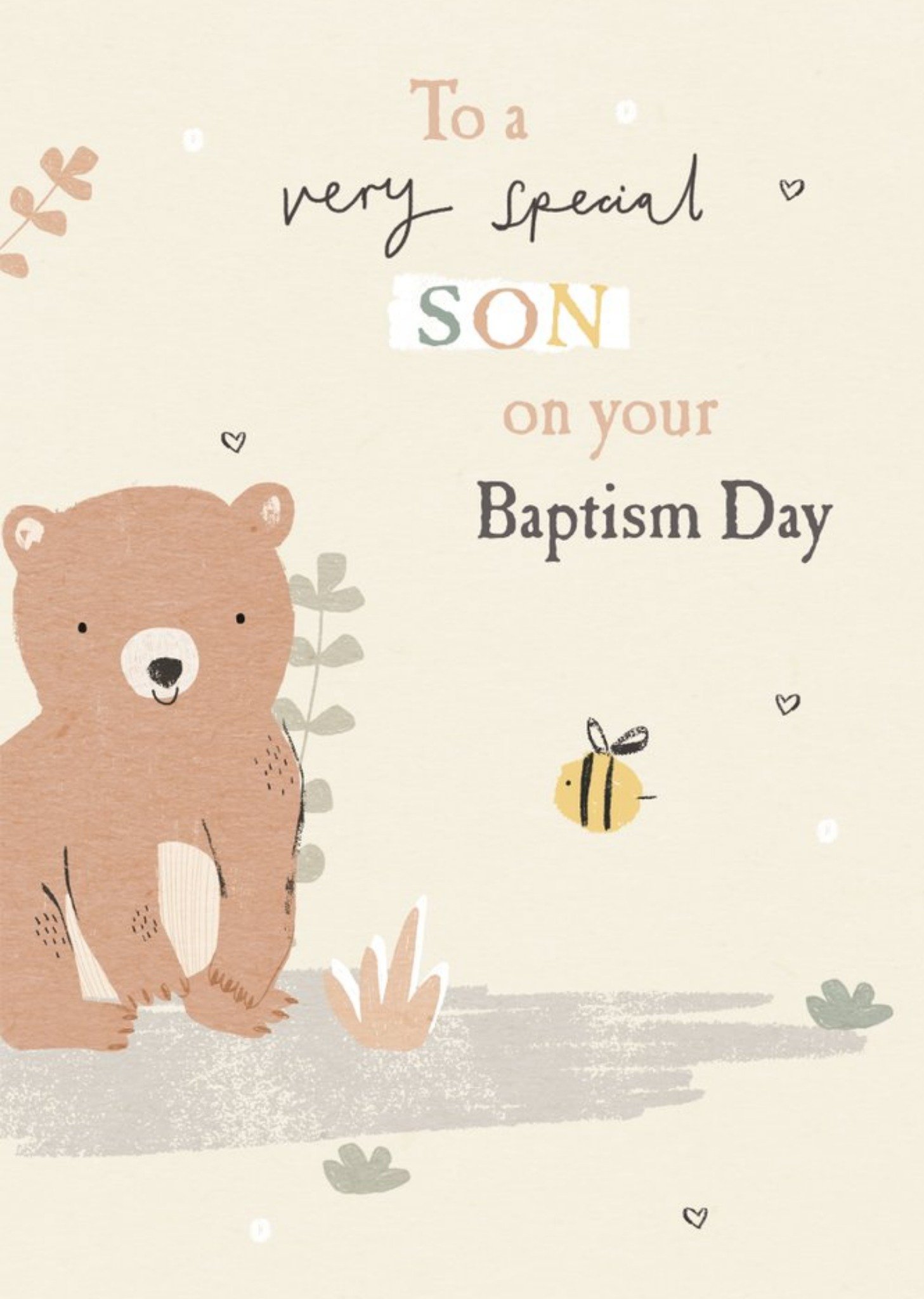 Cute Illustrated To A Very Special Son Baptism Card Ecard