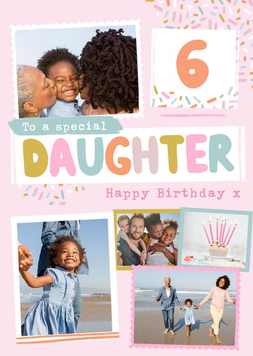Modern Photo Upload Collage To A Special Daughter Happy Birthday Card
