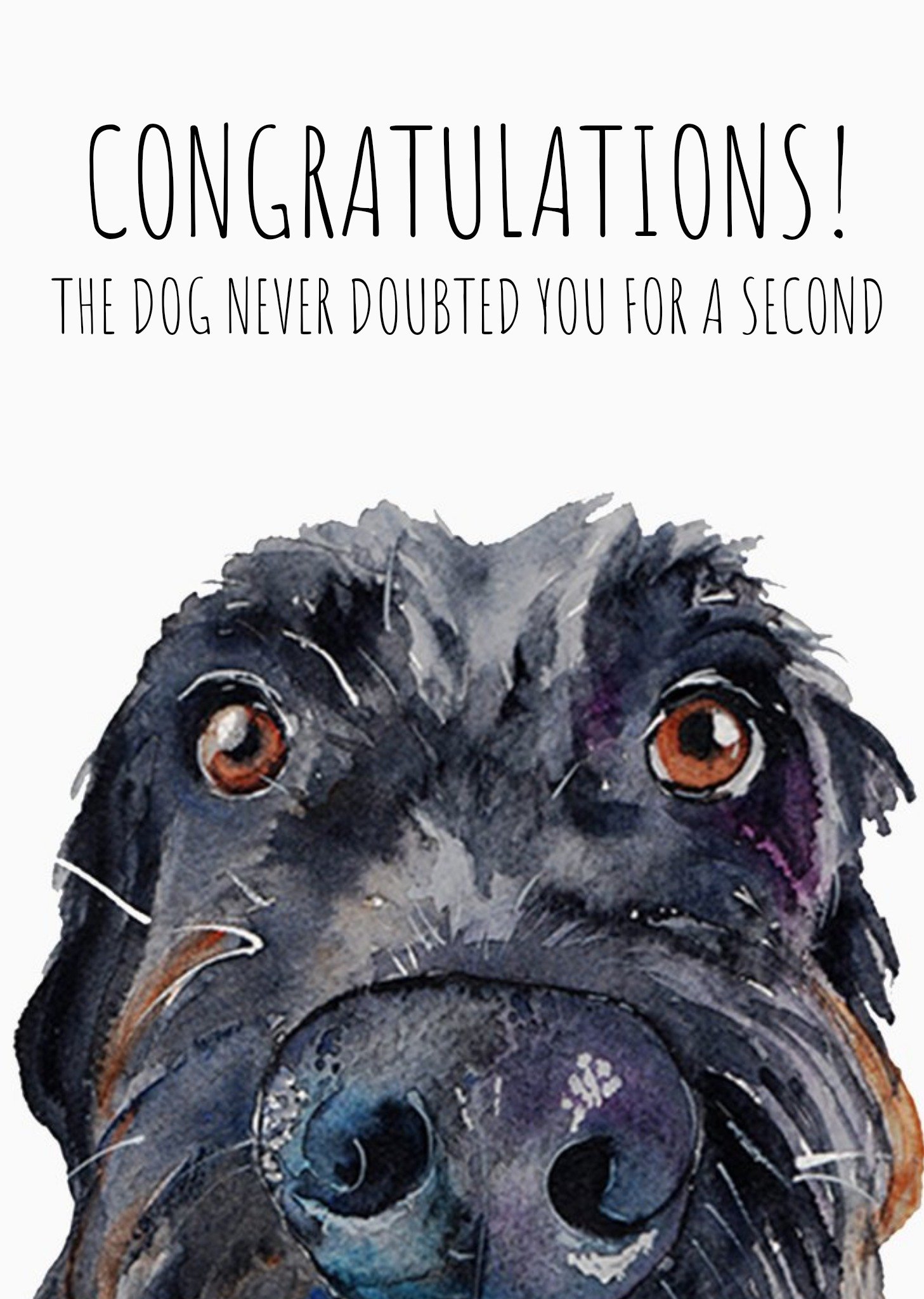 Watercolour Illustration Close Up Dog Congratulations Card Ecard