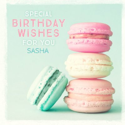 Personalised Pastel Macaroons Special Birthday Wishes Card