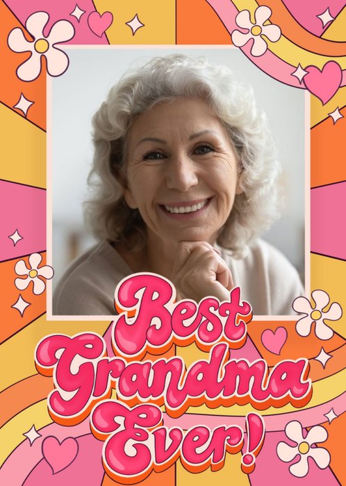 70's Style Best Grandma Ever Photo Upload Card