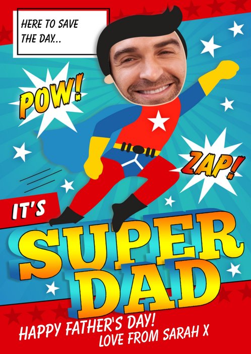 Cartoon Super Dad Photo Upload Card
