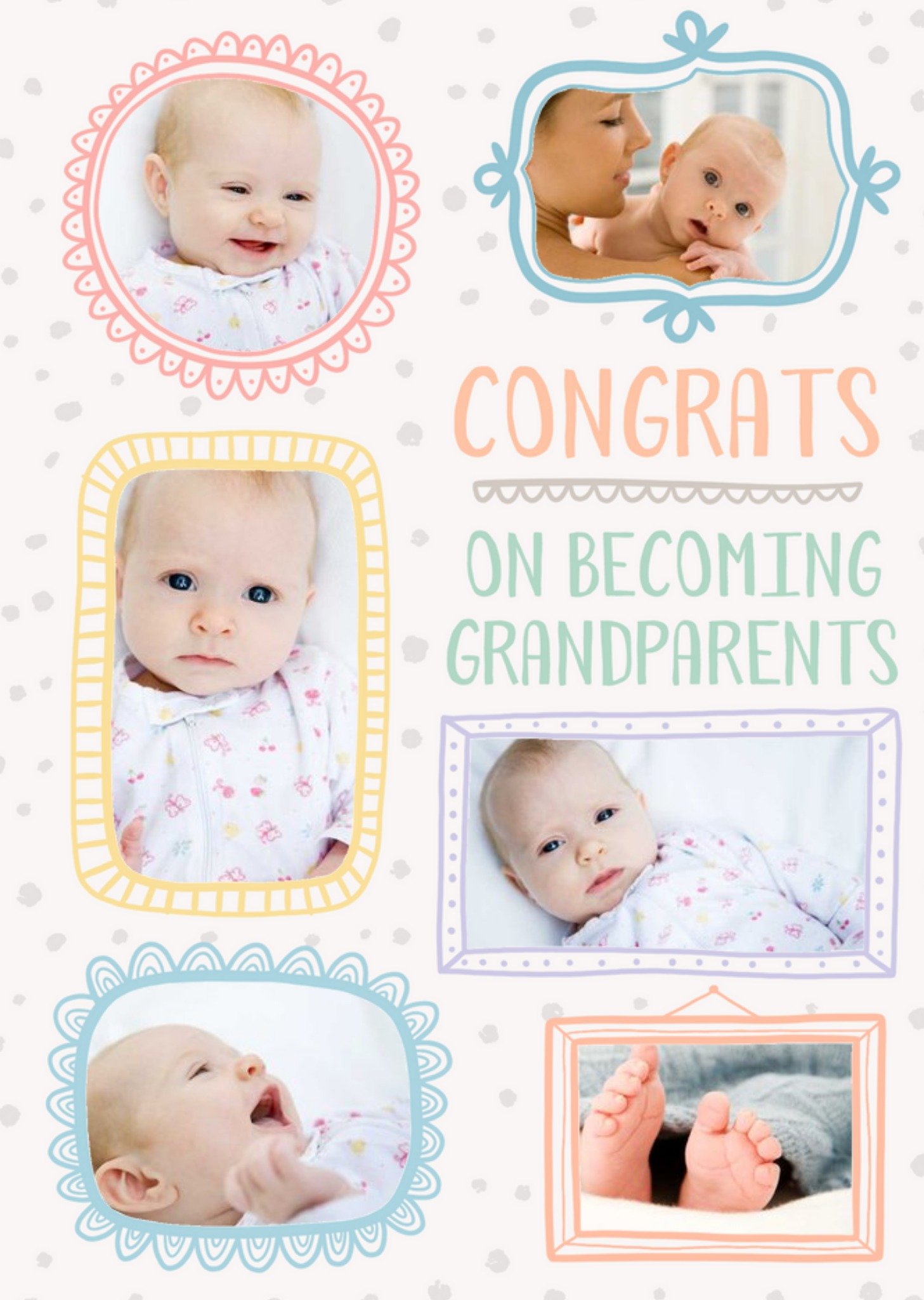 Moonpig Various Photo Frames On A White Speckly Background Grandparents Photo Upload New Baby Card E