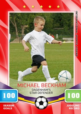 Soccer All Stars Card Personalised Photo Upload Card