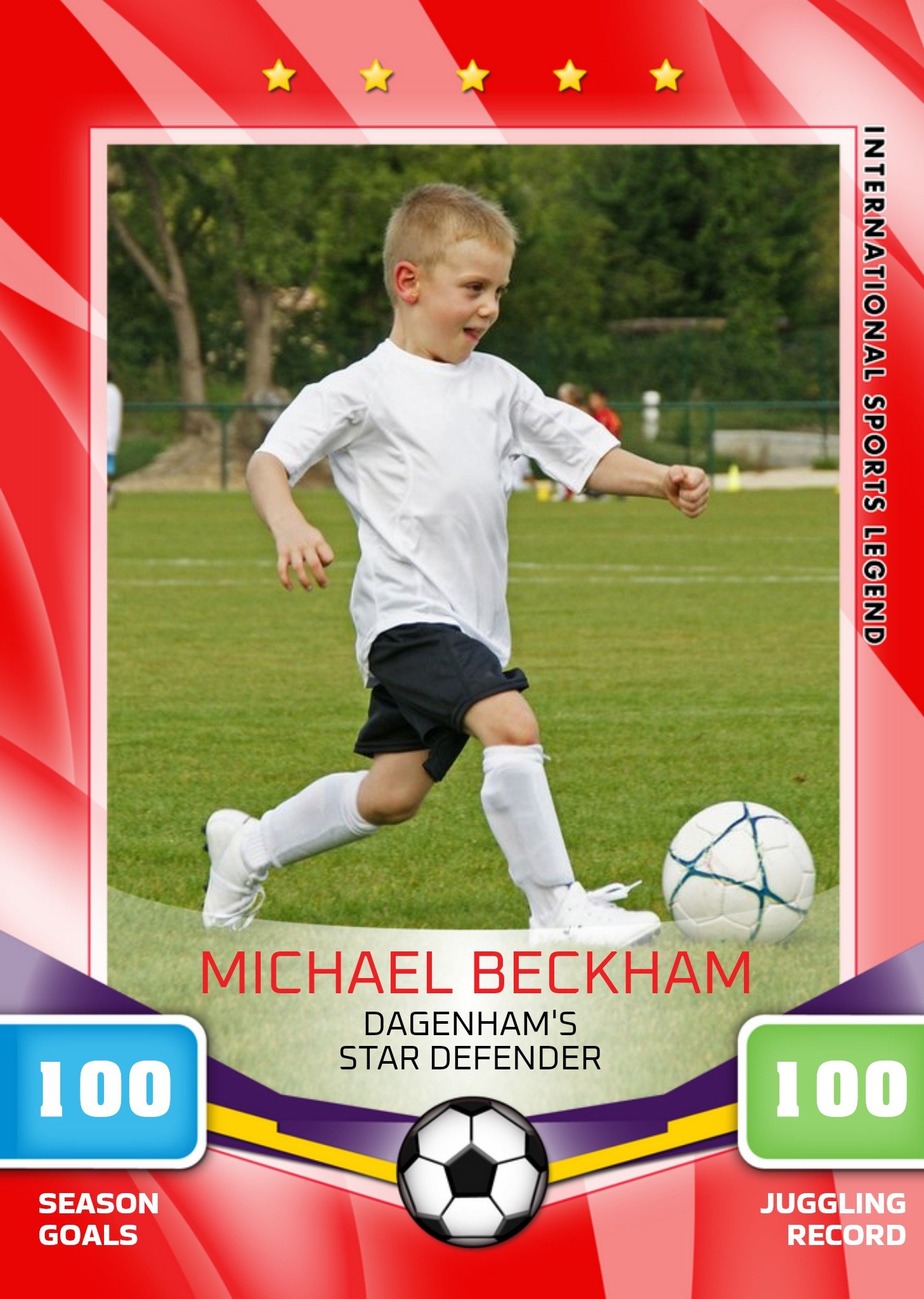 Moonpig Soccer All Stars Card Personalised Photo Upload Card, Large