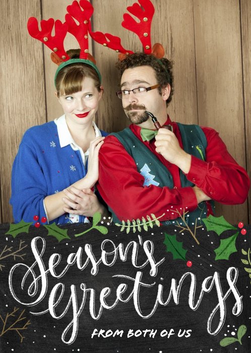 Seasons Greetings From The Both Of Us Photo Christmas Card