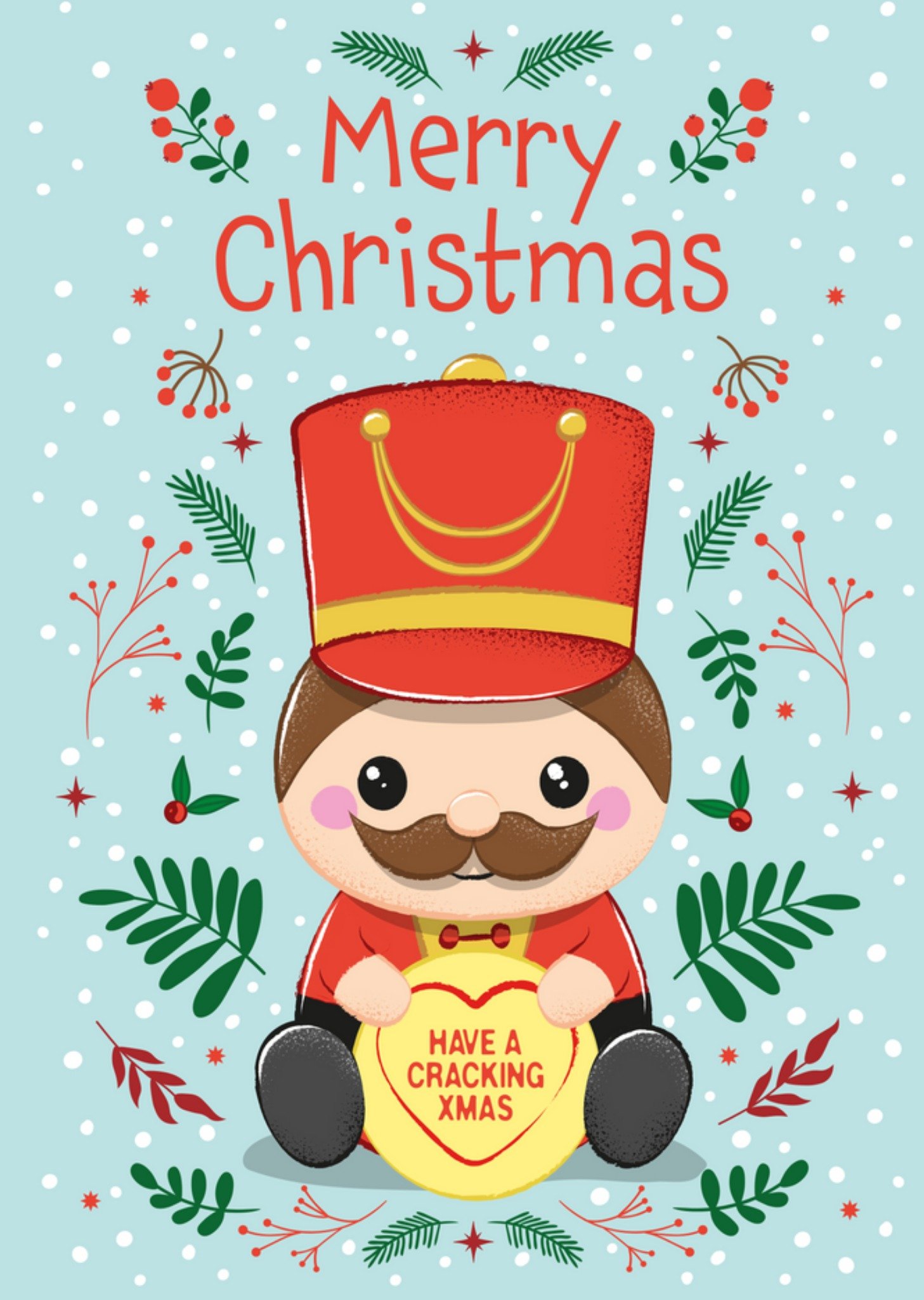 Love Hearts Swizzels Posh Paws Cute Nutcracker Plush Cracking Christmas Card, Large