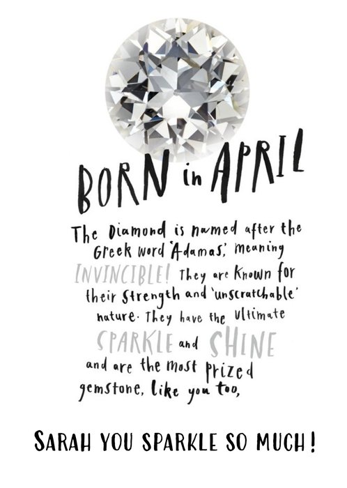 Born In April Personalised Birthday Card