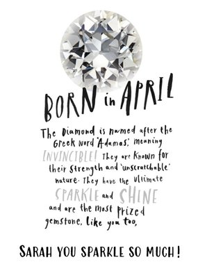 Born In April Personalised Birthday Card