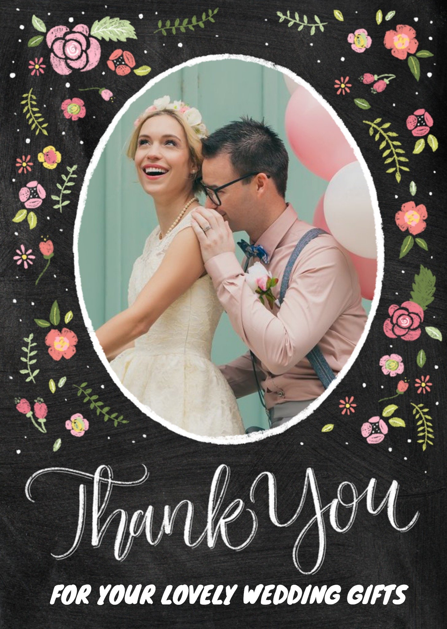 Colourful Flowers Wedding Thank You Photo Card Ecard