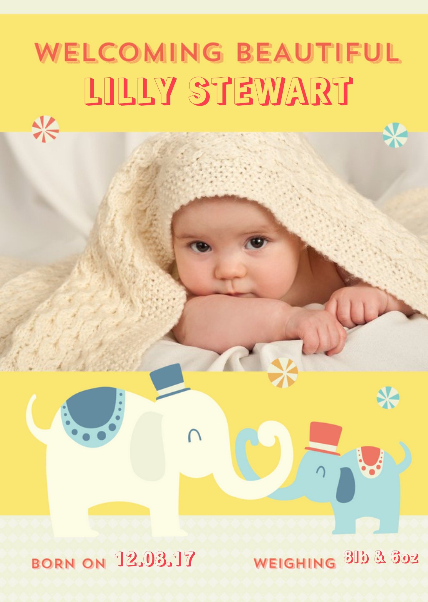 Little Elephants New Baby Photo Card Ecard