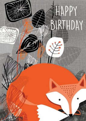 Cute Floral Fox Birthday Card