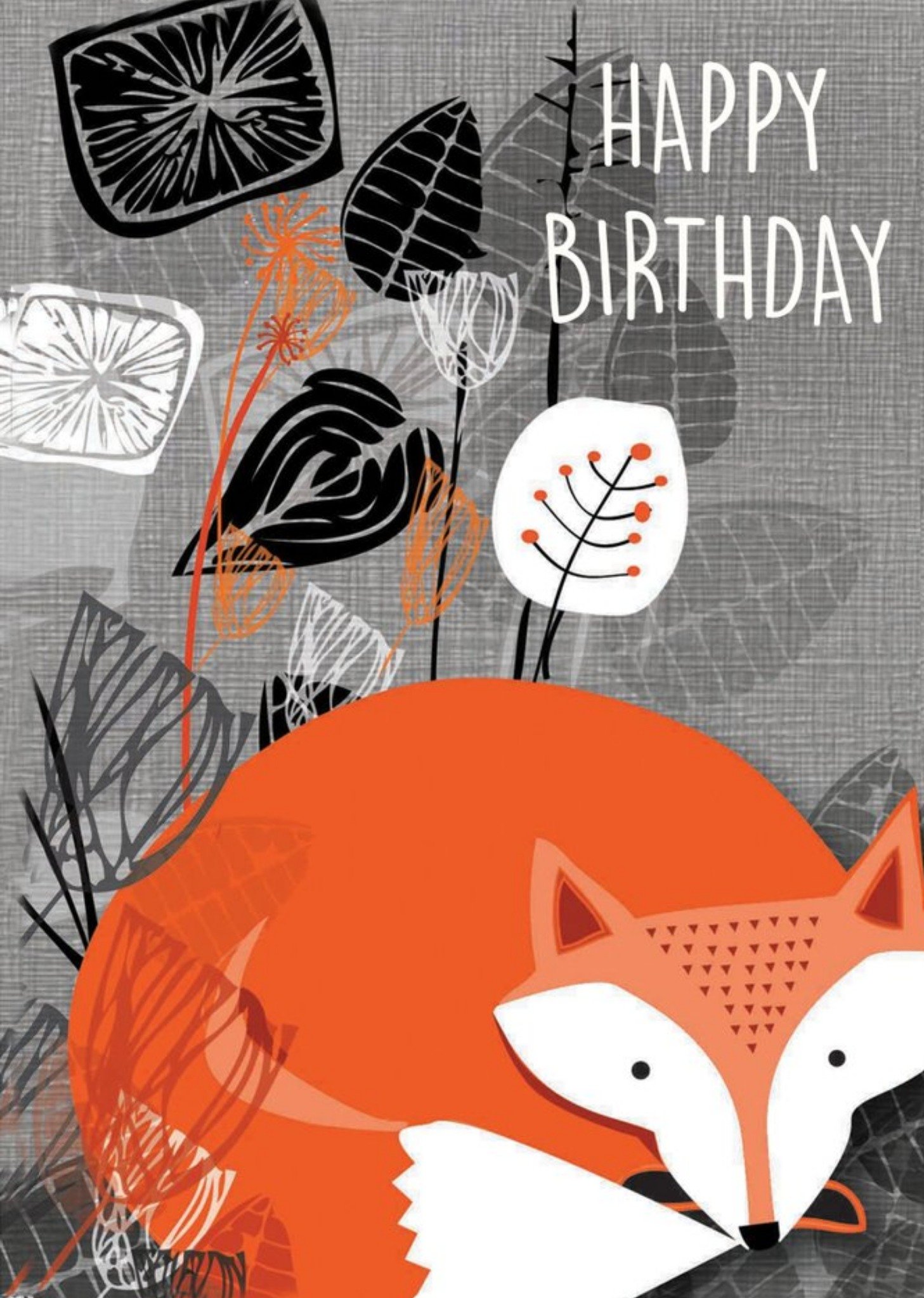 Moonpig Cute Floral Fox Birthday Card, Large