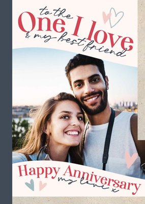 Featuring A Large Photo Frame With Handwritten Typography And Hearts Anniversary Photo Upload Card